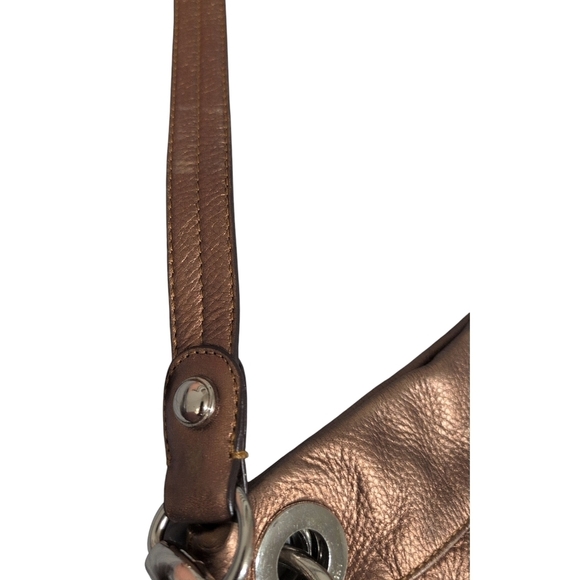 B Makowsky Metallic Copper Y2K Soft Leather Cross Body Purse